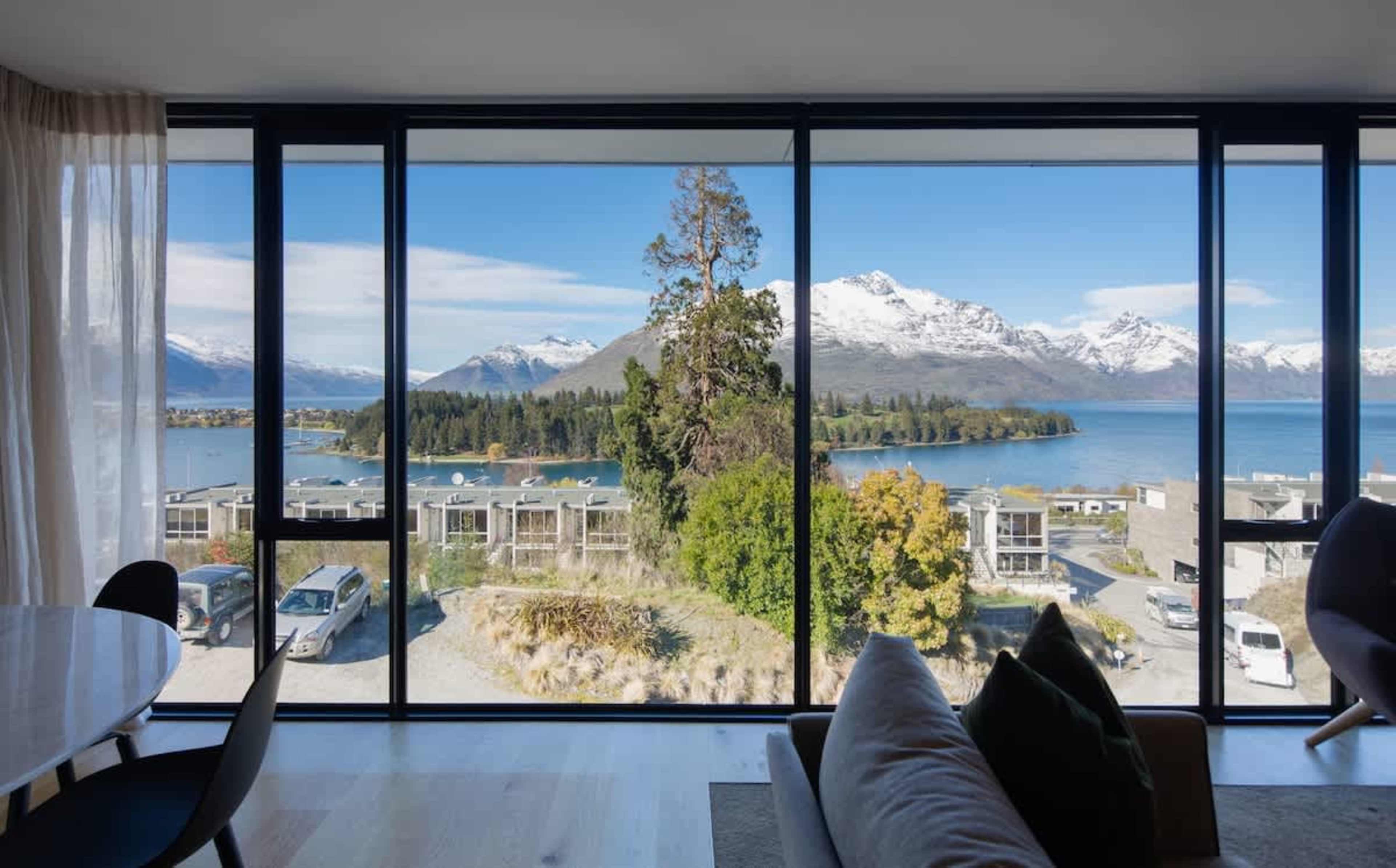 Stunning views of Cecil Peak and Lake Wakatipu from the lounge – the perfect backdrop for your Queenstown getaway! ️✨