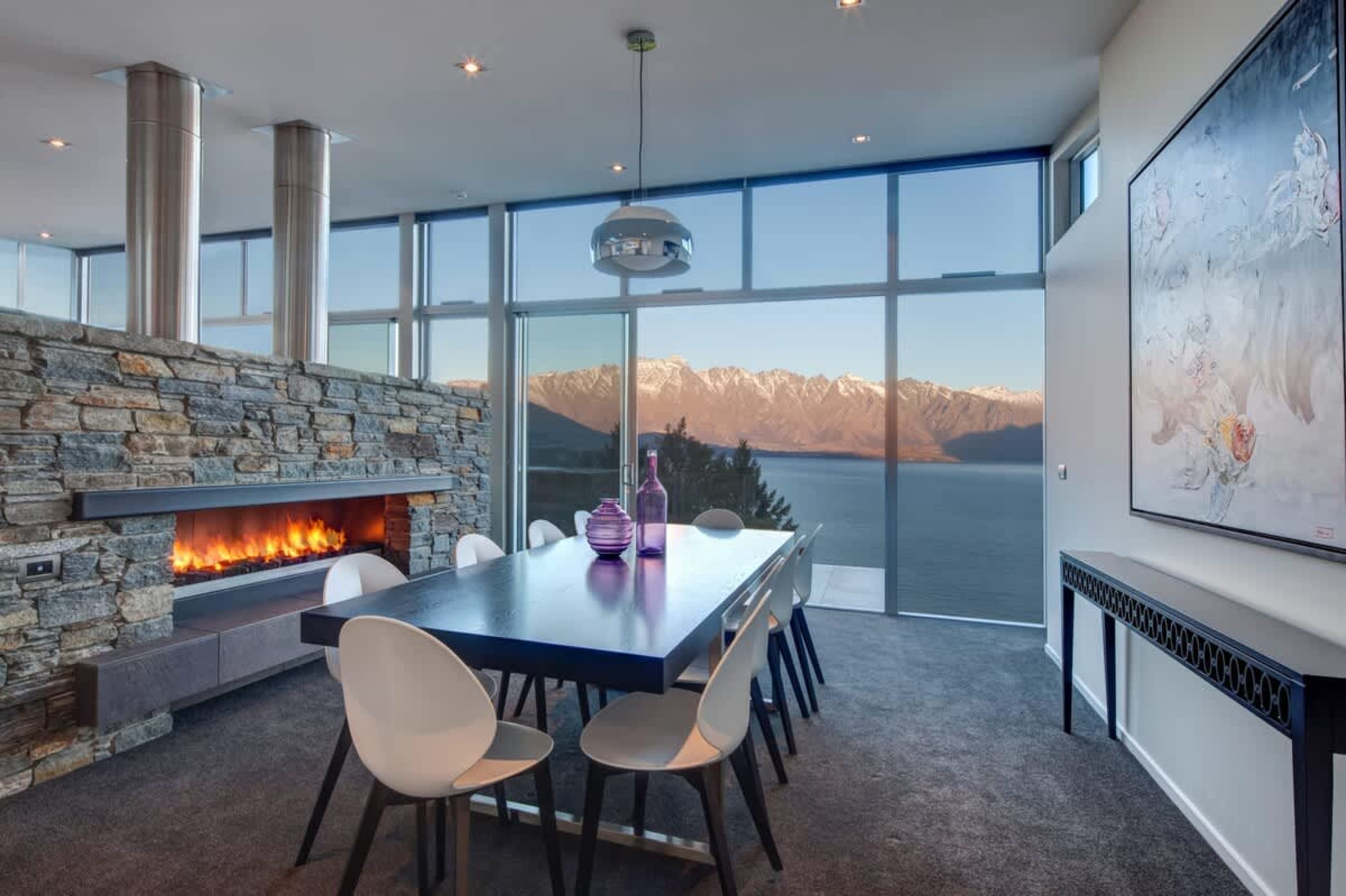 The Remarkables mountain range views from the dining table - Queenstown luxury escapes