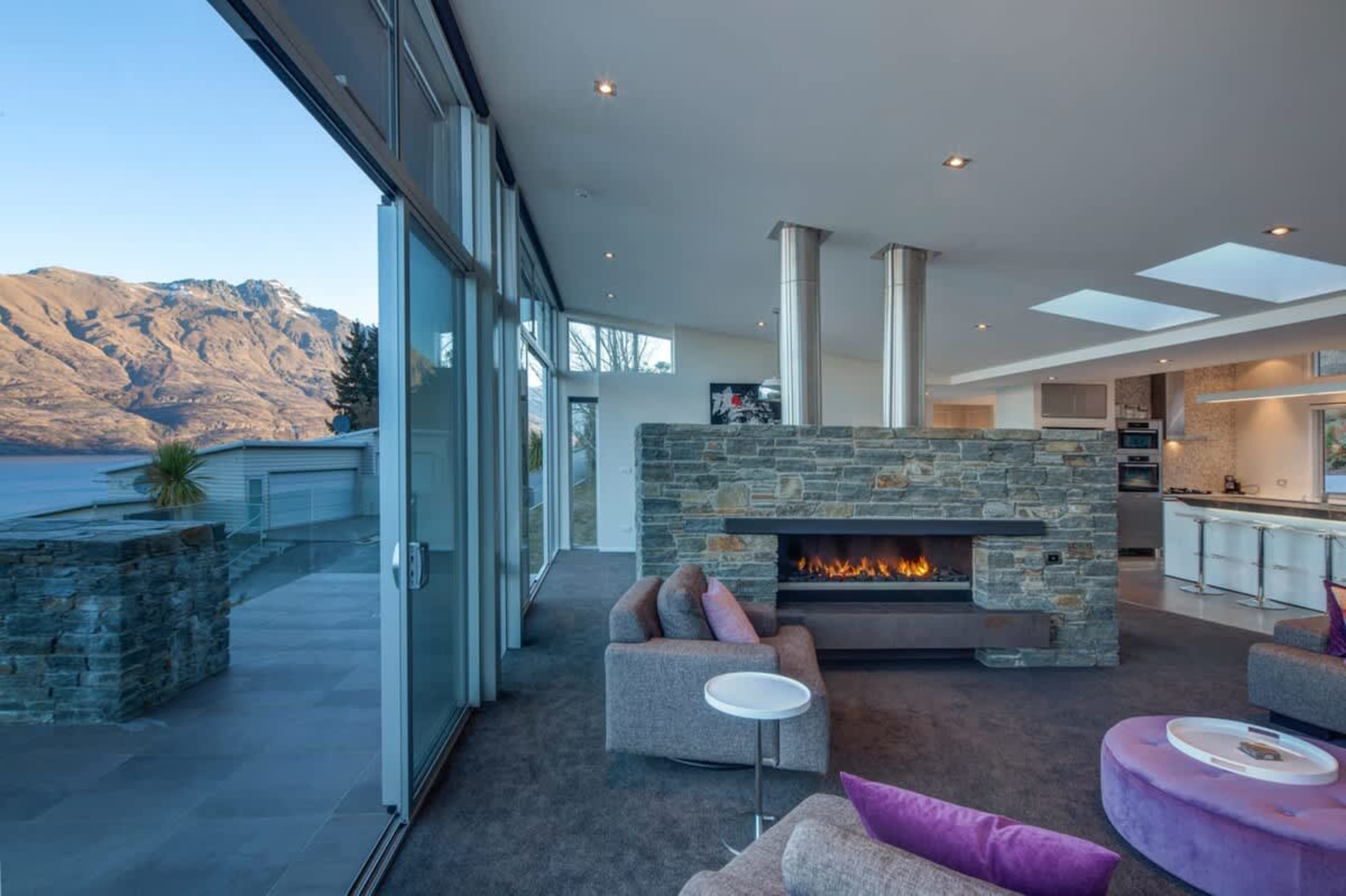 The living area leading out to the patio at our Queenstown villa