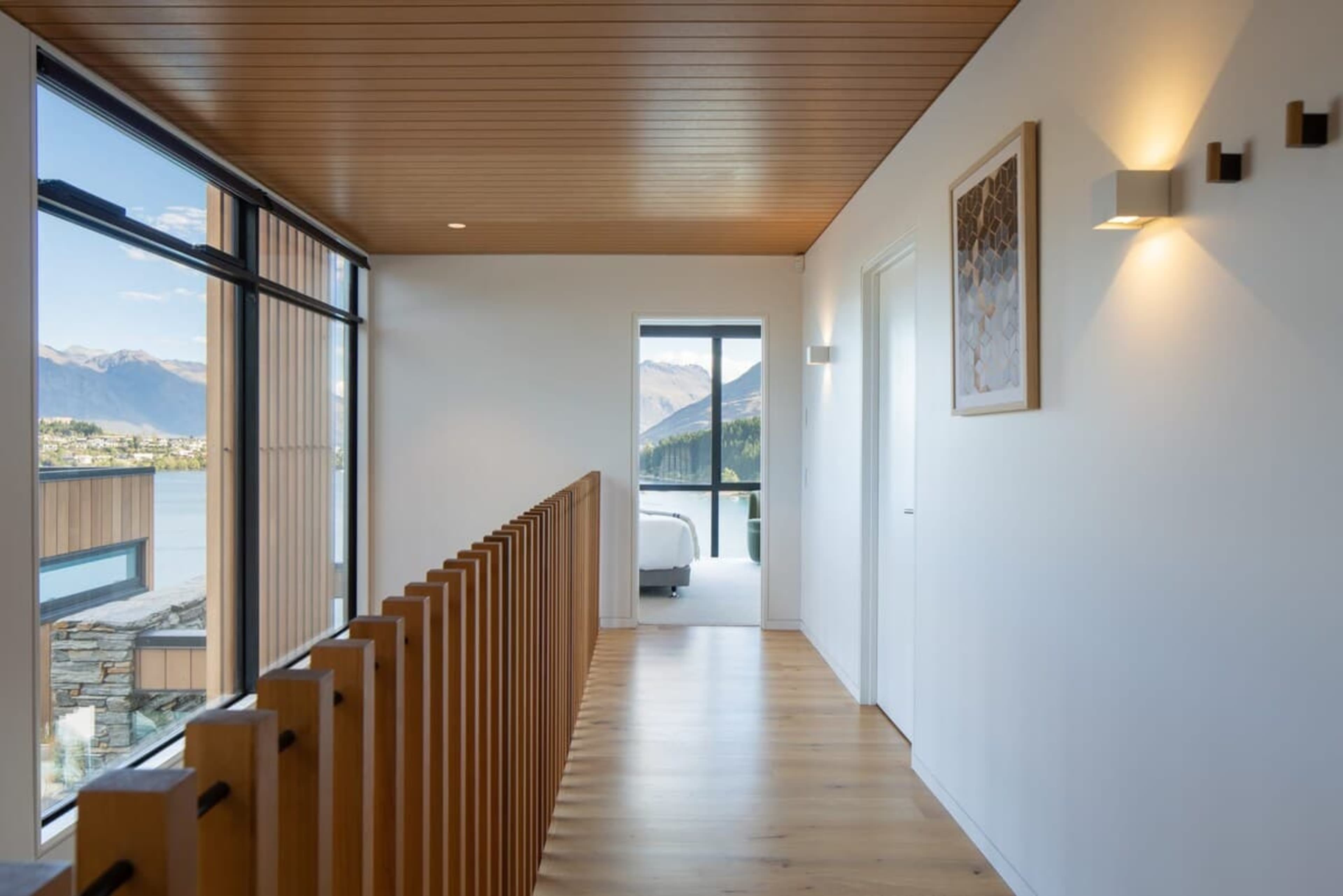 Upstairs with a bedroom – part of the luxury accommodation nz experience