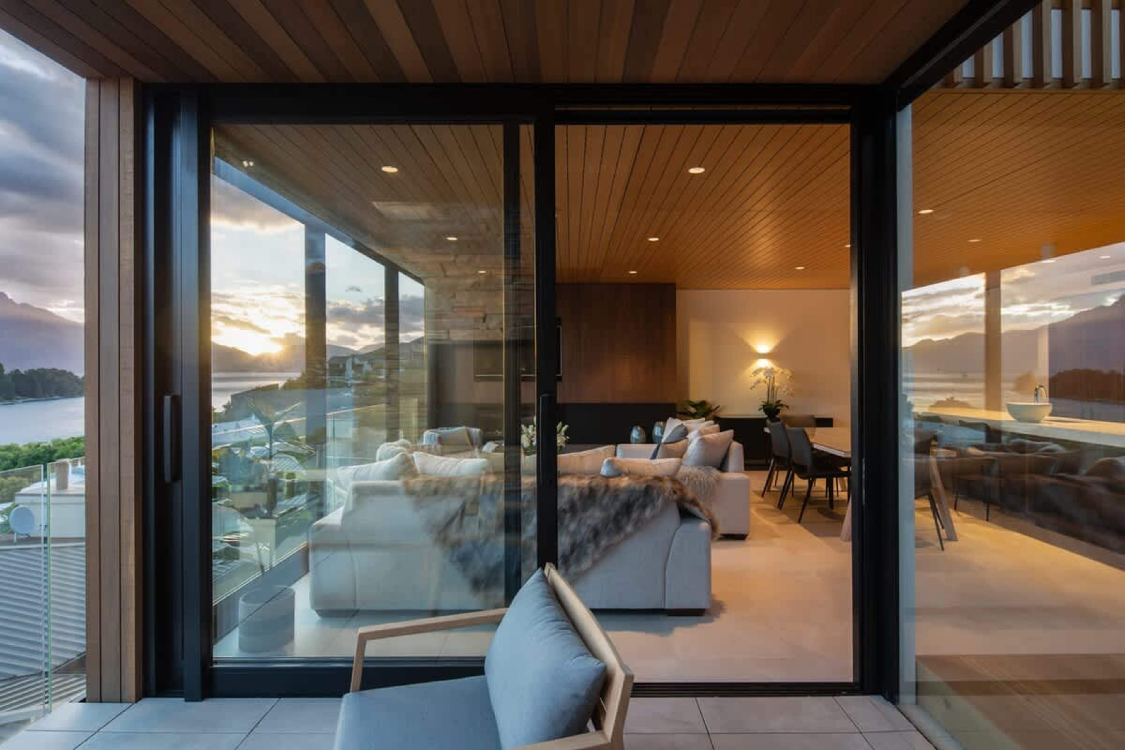 View from the outside looking into the living space - stay in Queenstown