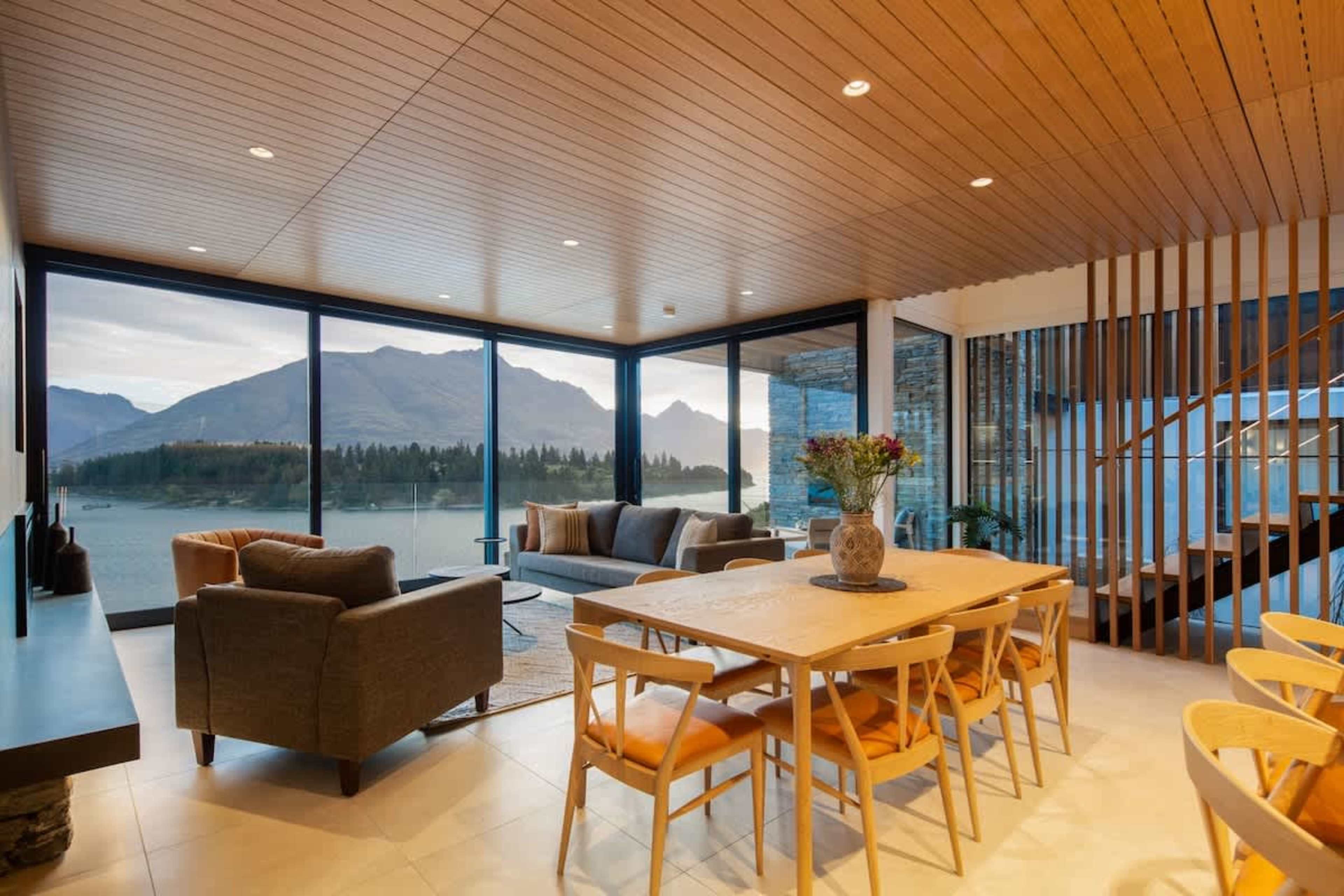 Combined living and dining area at this Queenstown accommodation house