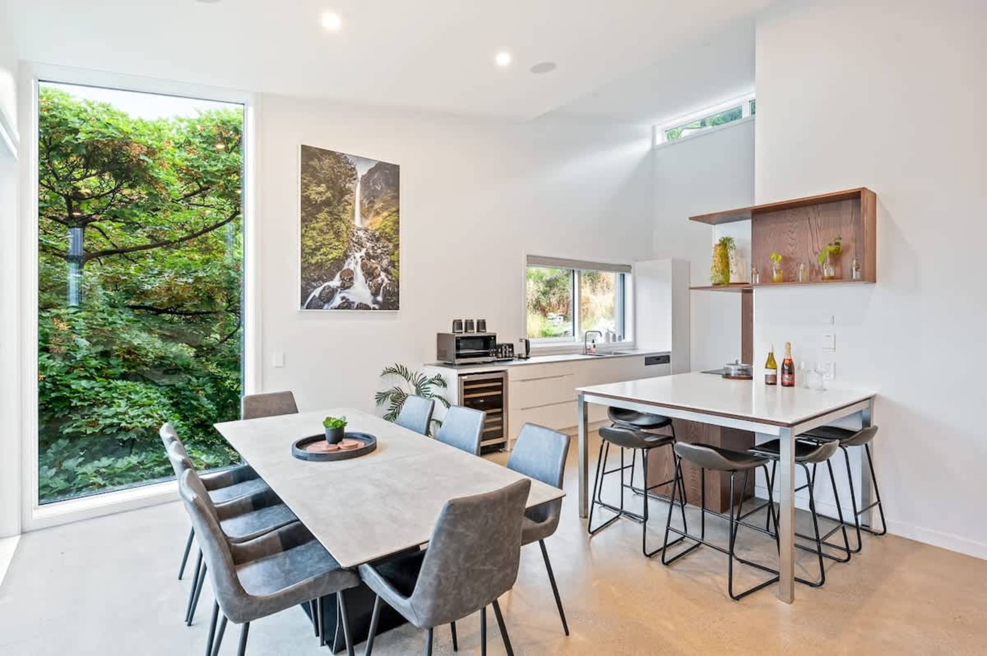Immerse yourself in the lush green surroundings of the kitchen - luxury escapes Queenstown