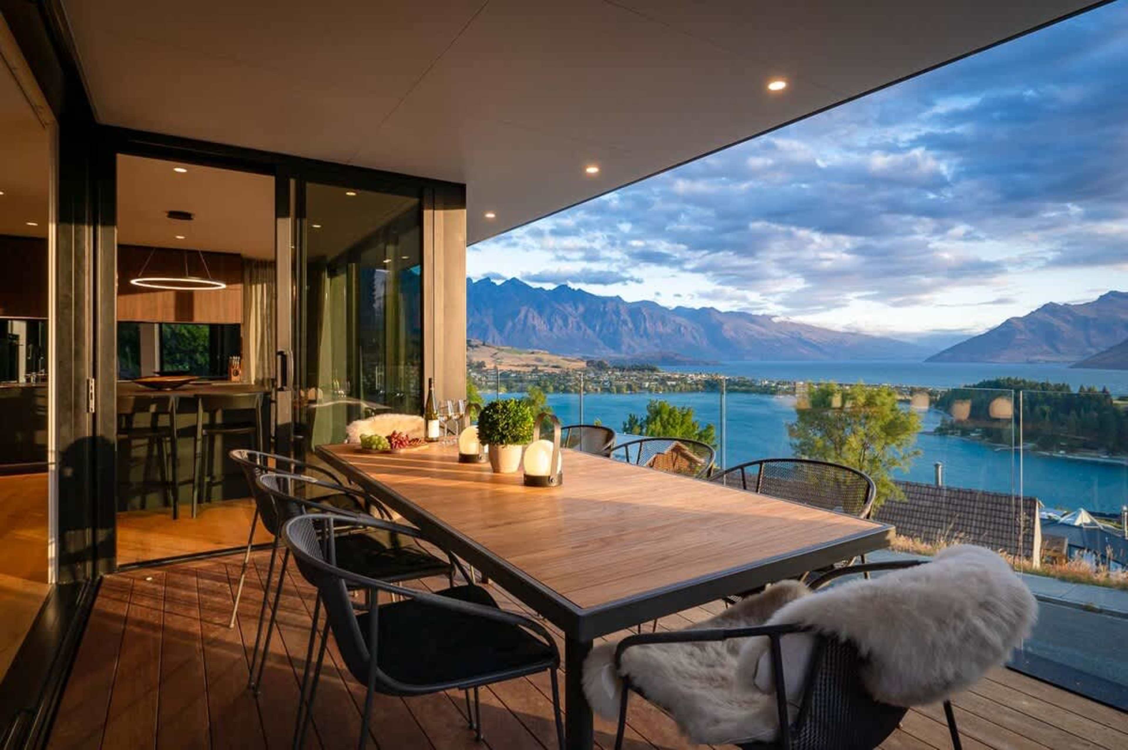Alfresco Living with Stunning Views and BBQ
The outdoor area features a BBQ and gas fireplace, offering a perfect spot for dining and enjoying Queenstown's breathtaking scenery.