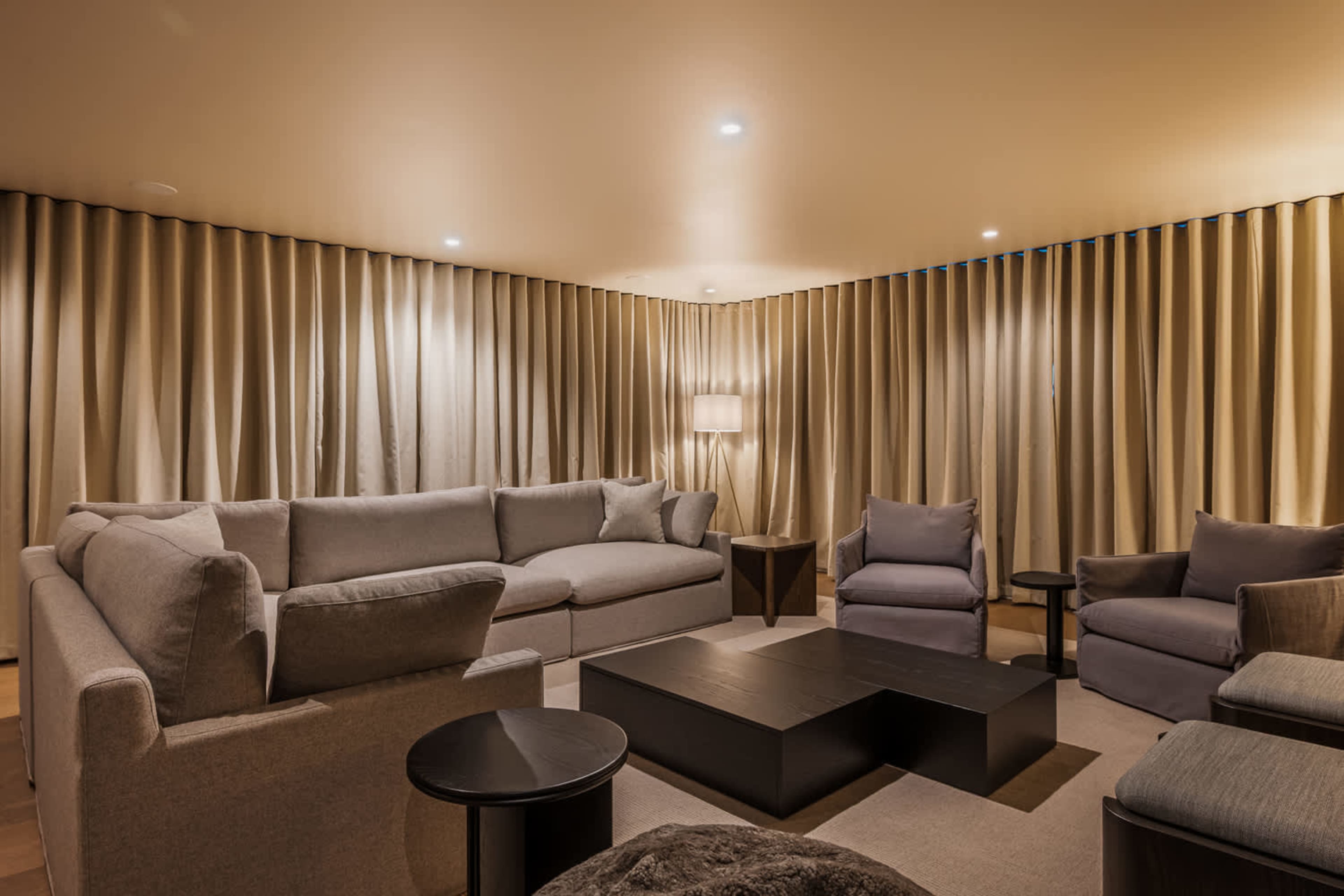 Cozy seating in the media room