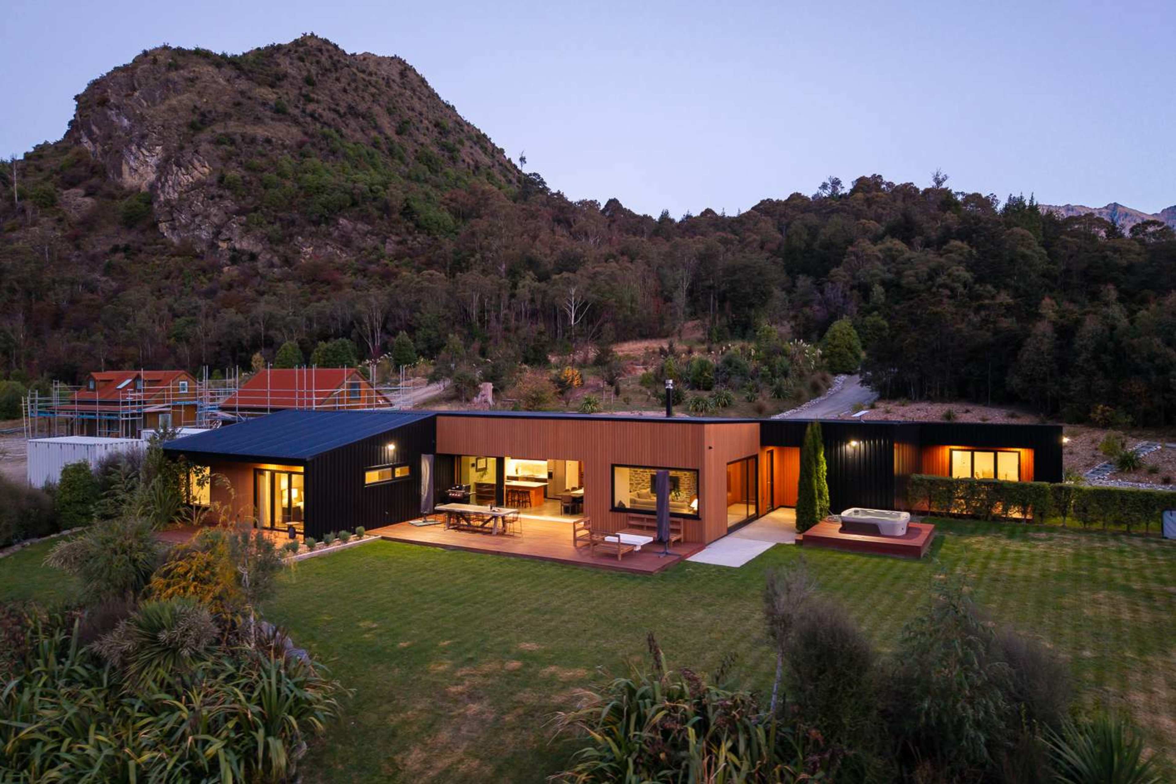 Exterior and mountain backdrop