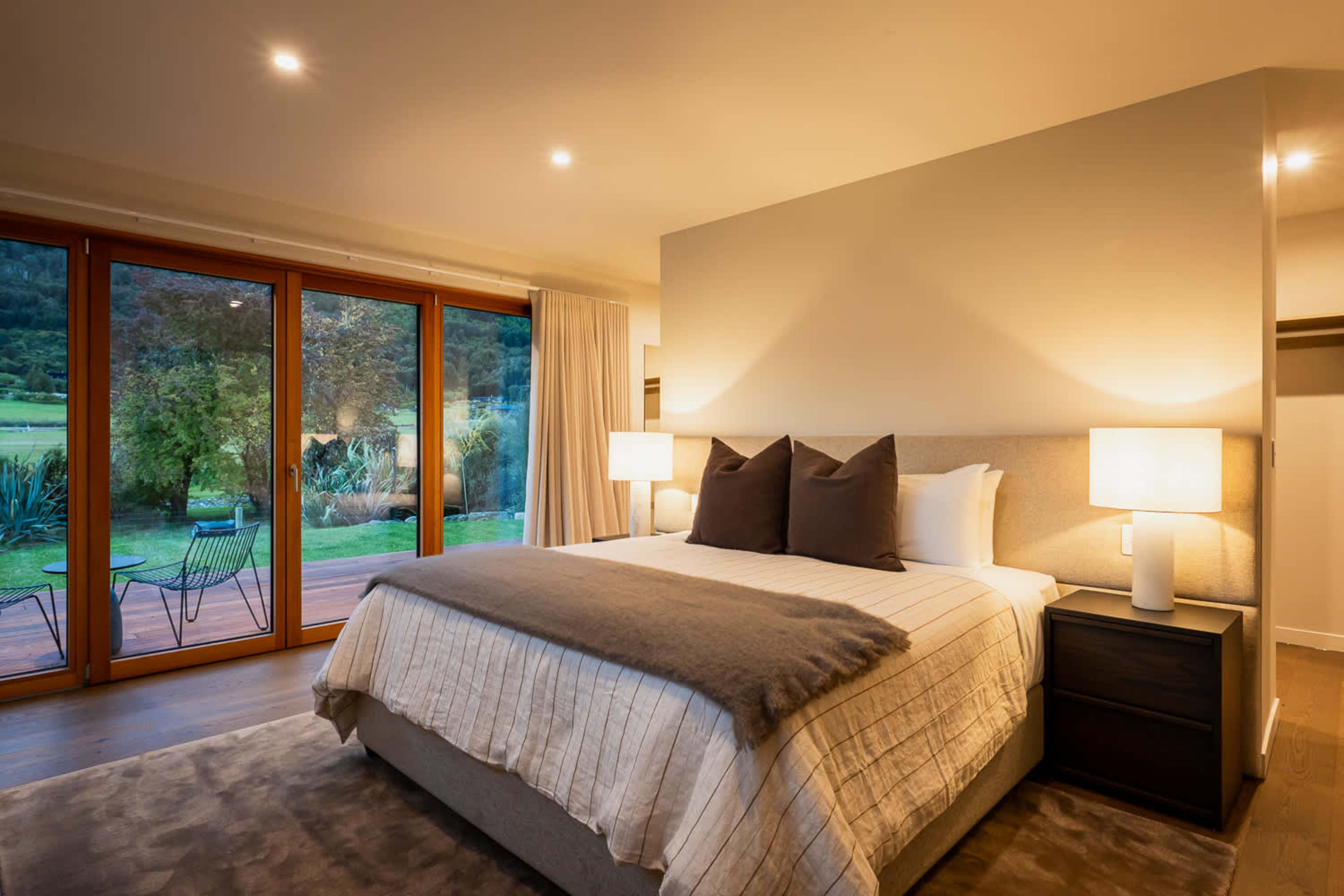 Master bedroom at dusk