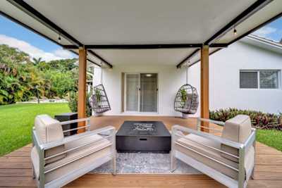 Master outdoor patio with firepit