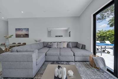 The sectional converts to comfortable king size bed