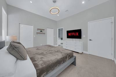 With two walk in closets and private bathroom with jacuzzi
