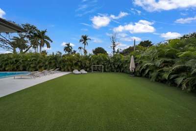 Artificial grass with soccer goals
