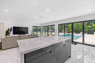 View of the pool from every part of the house