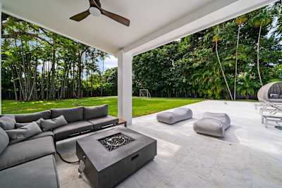 Cozy outdoor space with gas fire pit