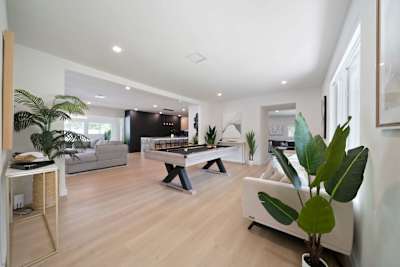 Game room with billiard table