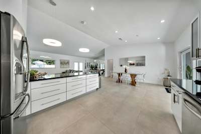 Fully equipped, oversized kitchen for group entertaining.