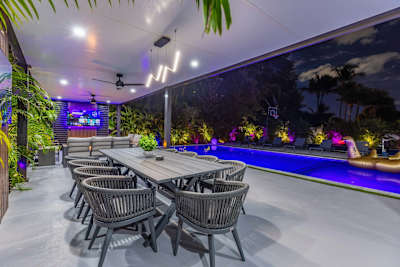 Share meals under the night sky