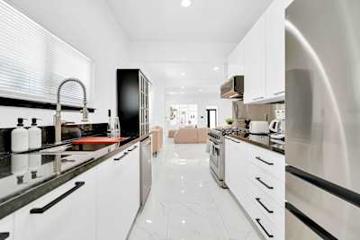 Spacious and functional, with plenty of room for preparing meals as a group.