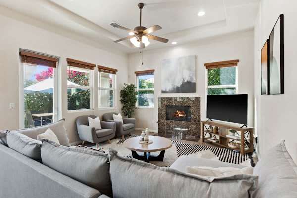 Spacious gathering spot perfect for movie nights or morning coffee together.
