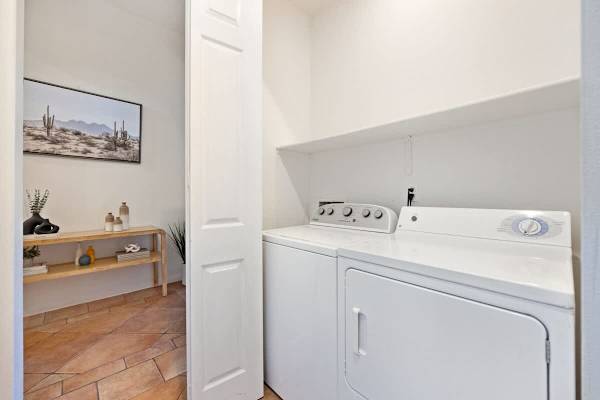 In-unit washer and dryer means you can pack light and stay fresh.