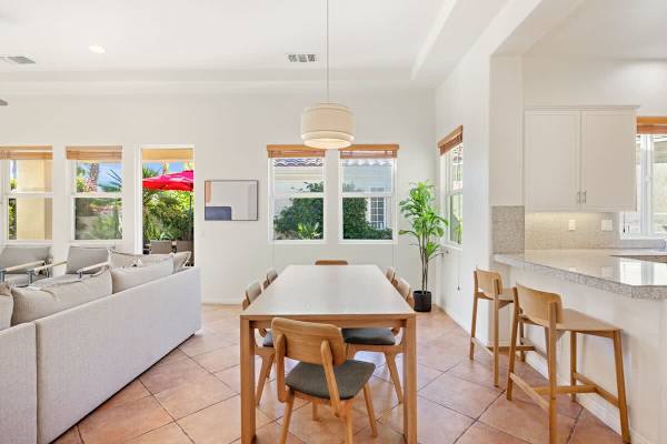 Wood dining set with plenty of seats for sharing stories over meals together.