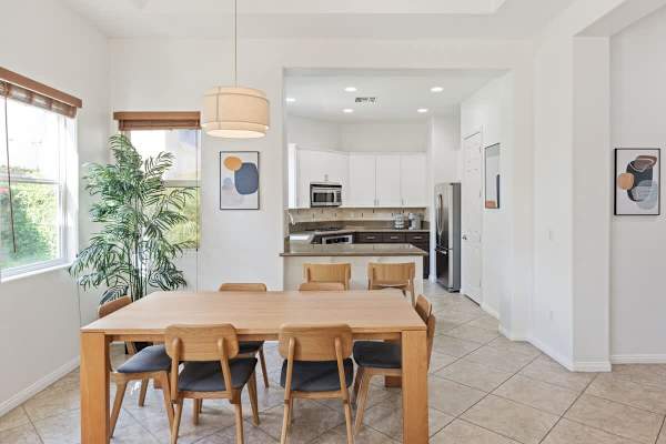 Open dining space with room for everyone to gather around breakfast or dinner.