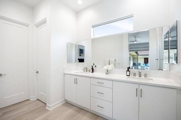 Master Suite 1 Bathroom. Simple layout with fresh, modern touches.