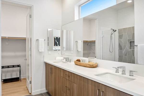 Plenty of counter space and natural light for getting ready.
