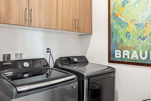 Full-size washer and dryer ready—pack light and keep clothes fresh all week long.