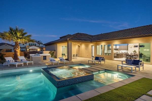 Private Pool and Spa at night.