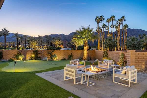 Gather around the fire pit and admire the sunset views.