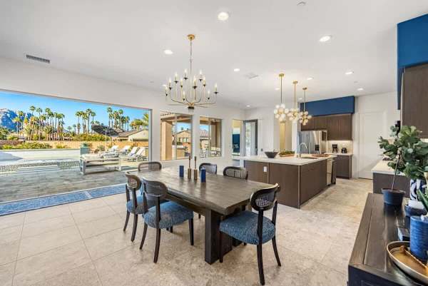 Dining table with views of the outside.