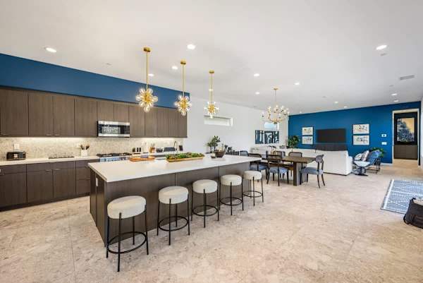 Kitchen area with a breakfast bar.