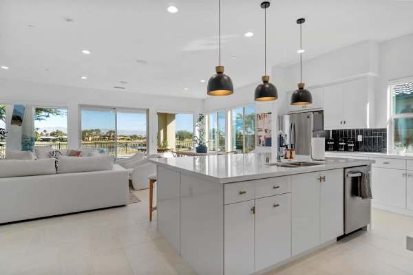 Island kitchen with fairway view.