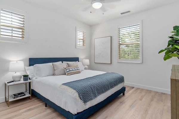 Bedroom 2 has a comfortable king-size bed.