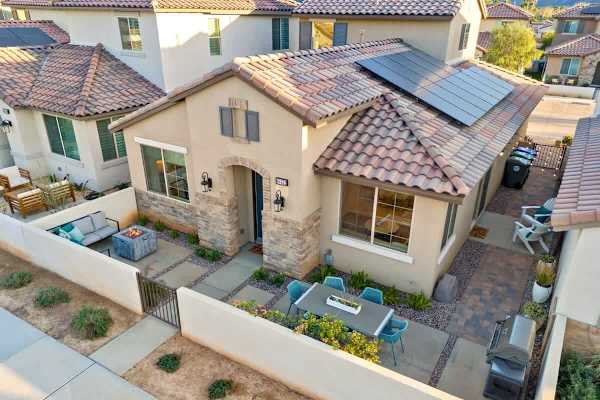 Aerial view of the house.