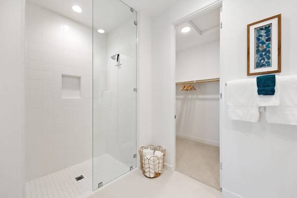 A clean walk-in shower to start your day.