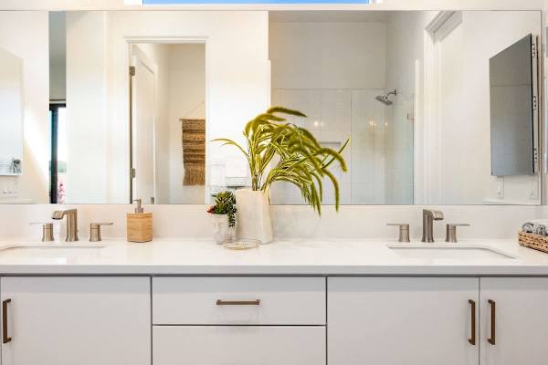 Spacious vanity area perfect for sharing.