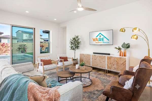 Bright living room with warm colors and simple décor for quiet downtime.