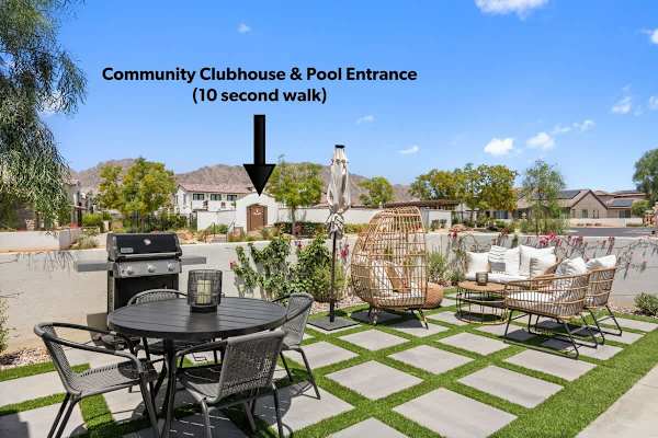 You can see the Community Clubhouse & Pool entrance from the front yard.