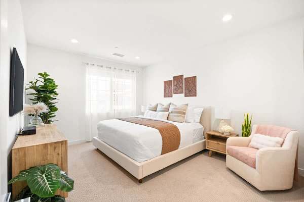 The Master Suite has a comfortable king-size bed.
