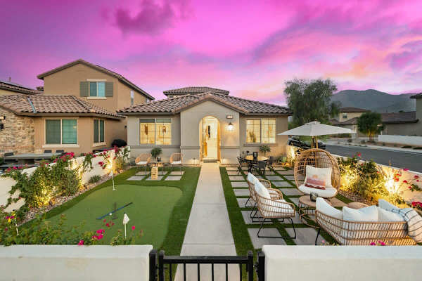 Stunning sunset front view of the house.