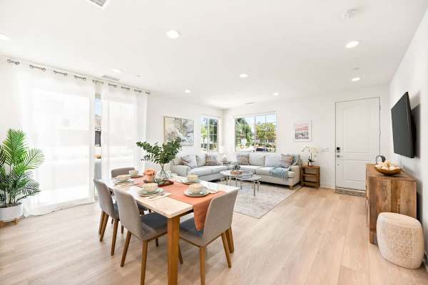 The dining and living room share an open, welcoming layout.