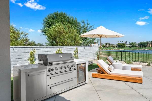 BBQ Grill with beverage chiller.