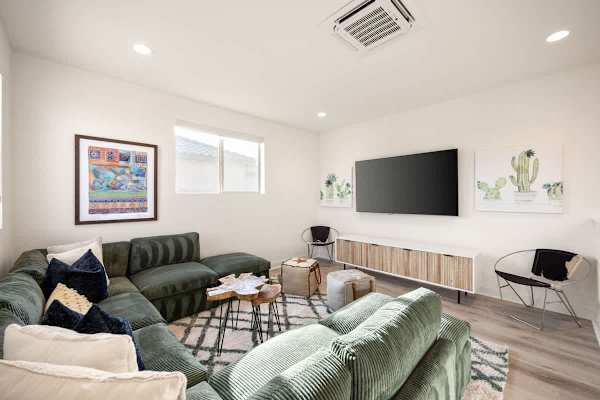 Space sectional seating creates a perfect second hangout spot.