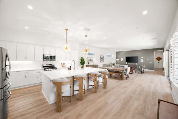 Open setup makes it easy to cook and gather in one space.