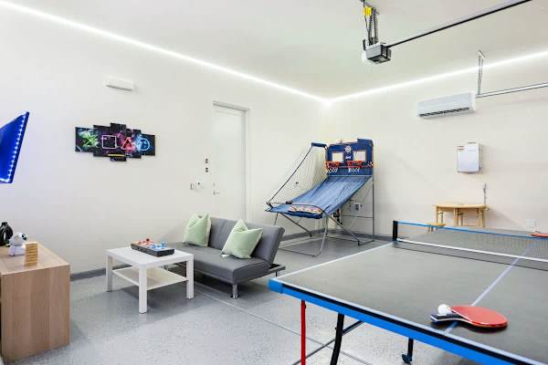 Converted garage brings entertainment right to your doorstep daily.