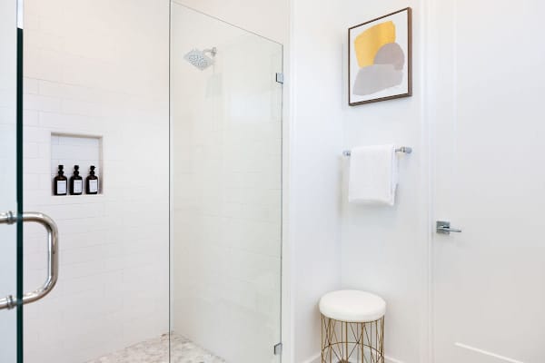 Primary bath with glass shower feels spa-like every single day.