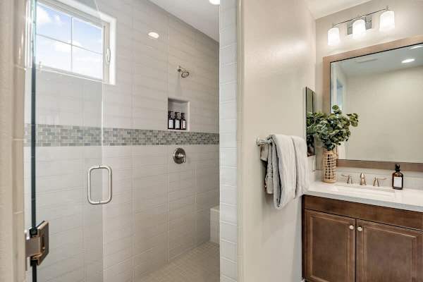 Relax and refresh in the spacious master suite bathroom.