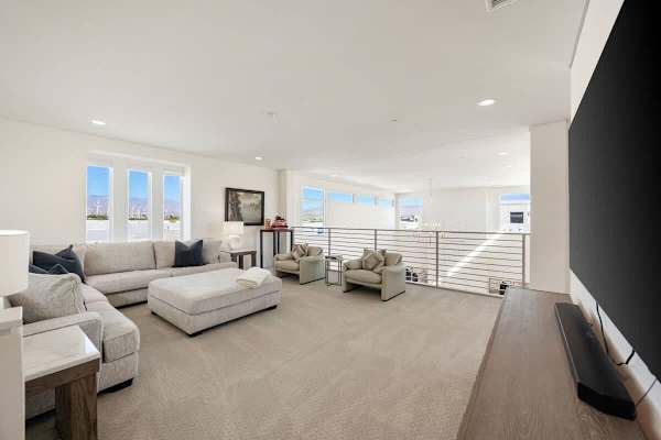 Sink into the big sectional and fire up the huge TV for movie nights or game time.
