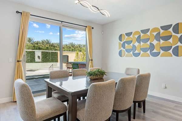Convenient access to and from the patio through the glass sliding door!